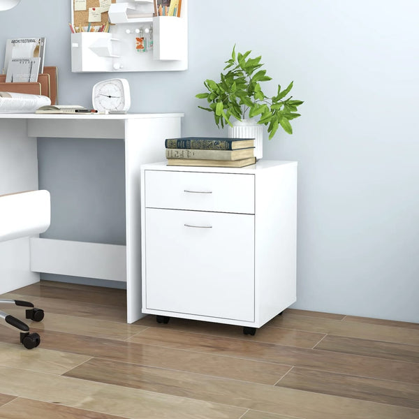Weißer Rollcontainer Bortica 45x38x54cm (Holz)