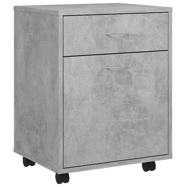 Betongrauer Rollcontainer Bortica 45x38x54cm (Holz)