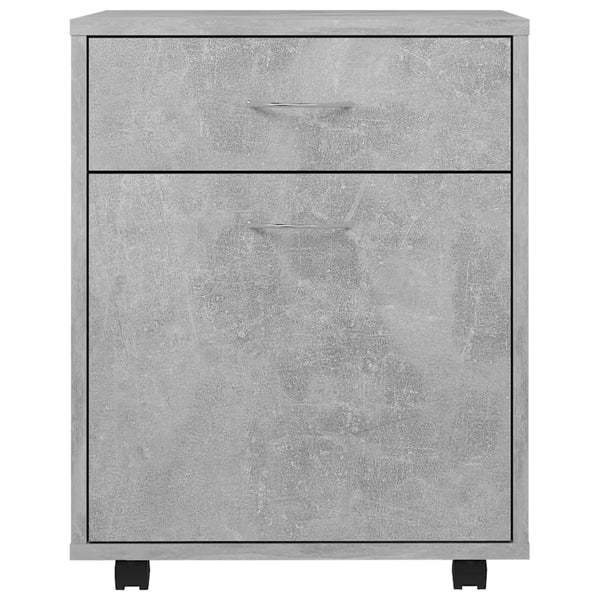 Betongrauer Rollcontainer Bortica 45x38x54cm (Holz)