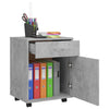 Betongrauer Rollcontainer Bortica 45x38x54cm (Holz)