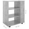 Betongrauer Schrank auf Rollen Bernadina 60x35x75cm (Spanplatte)