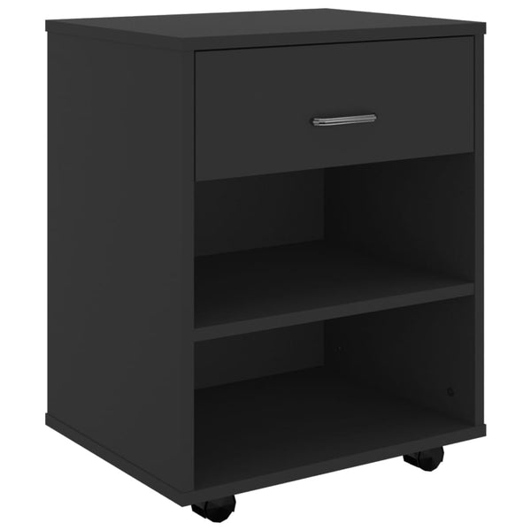 Schwarzer Rollcontainer Kristina 46x36x59cm (Holz)
