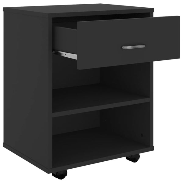 Schwarzer Rollcontainer Kristina 46x36x59cm (Holz)