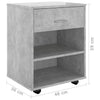 Betongrauer Schrank auf Rädern Kristina 46x36x59cm (Holz)