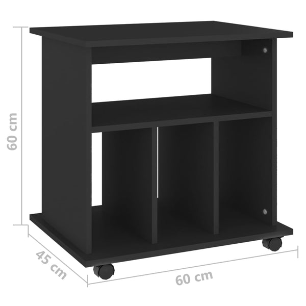 Schwarzer Rollschrank Gagriel 60x45x60cm (Holz)