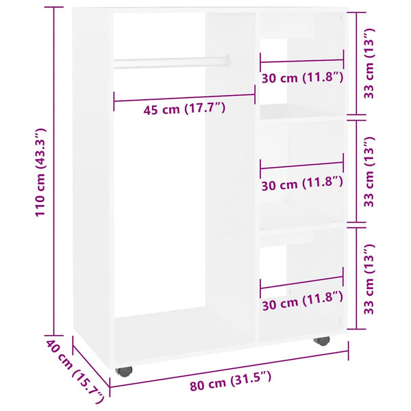 Weißer Kleiderschrank Mouhammad 80x40x110cm (Holz)