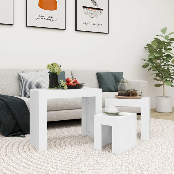 Weiße Satztische Silveta 3er-Set (Holz)