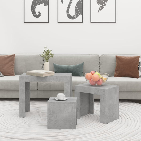 Betongraue Satztische Silveta 3er-Set (Holz)