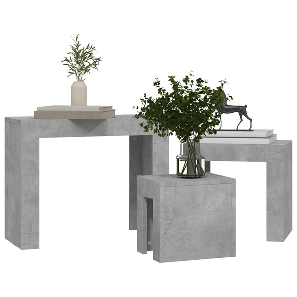 Betongraue Satztische Silveta 3er-Set (Holz)