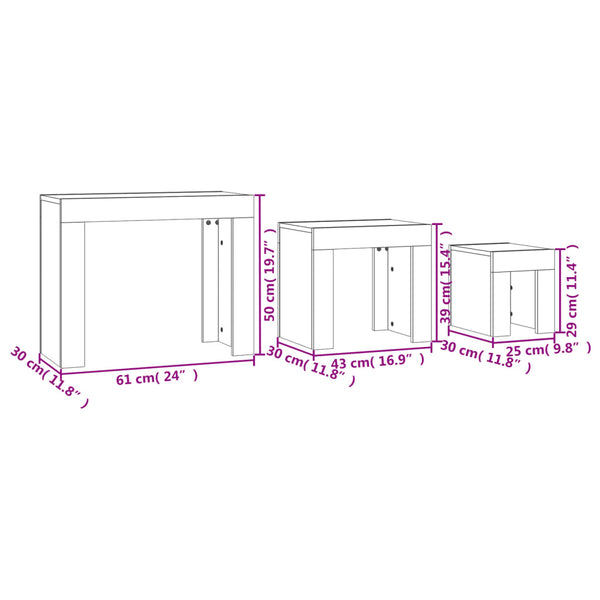Betongraue Satztische Silveta 3er-Set (Holz)