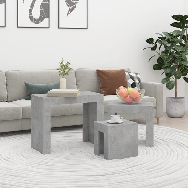 Betongraue Satztische Silveta 3er-Set (Holz)
