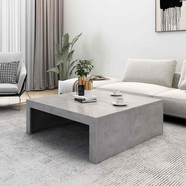 Couchtisch Vecentiu in Betongrau 100x100x35cm (Spanplatte)