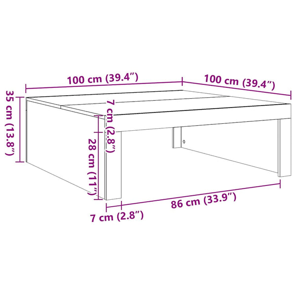 Couchtisch Vecentiu in Betongrau 100x100x35cm (Spanplatte)