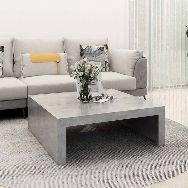 Couchtisch Vecentiu in Betongrau 100x100x35cm (Spanplatte)