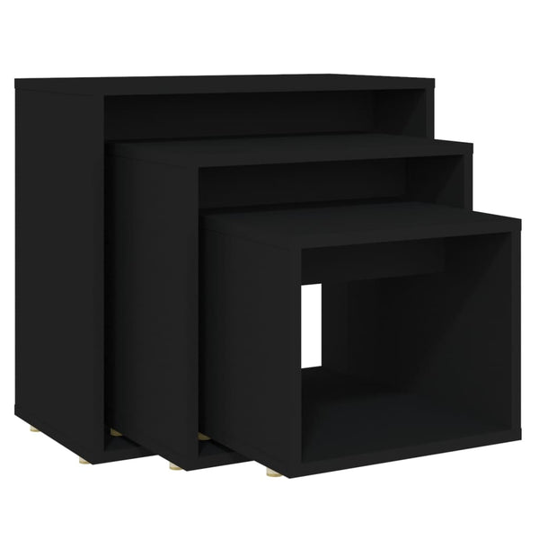 Schwarze Satztische Alberto (3er-Set Spanplatte)