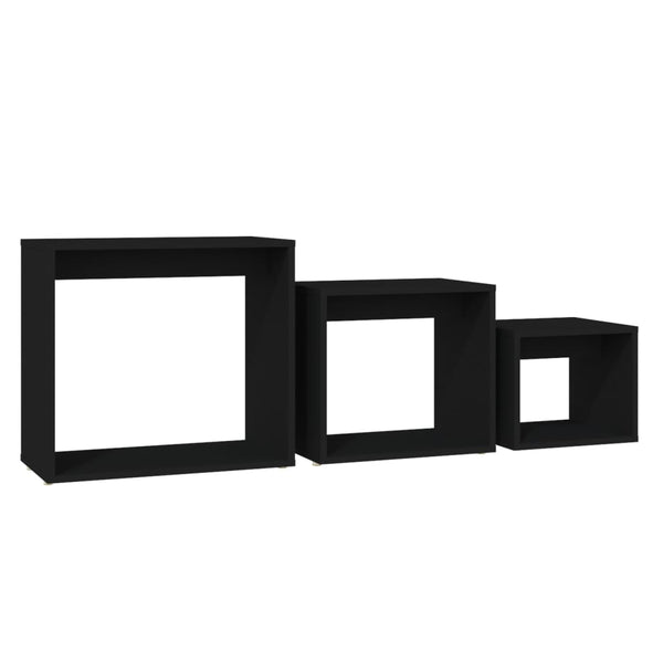 Schwarze Satztische Alberto (3er-Set Spanplatte)