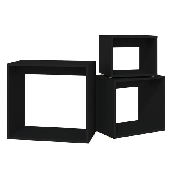 Schwarze Satztische Alberto (3er-Set Spanplatte)