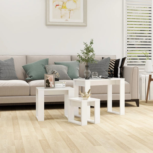 Weiße Beistelltische Cozana 3 St. (Holz)