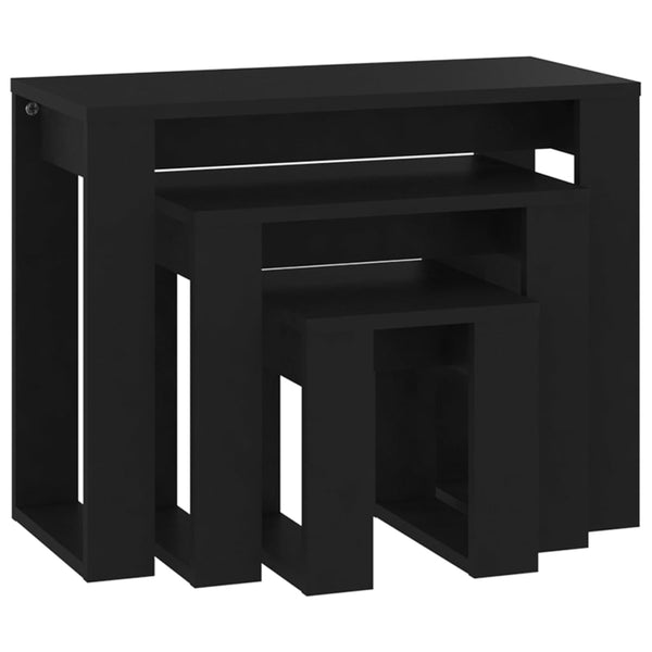 Cozana Couchtische, schwarz, 3-teilig (Holz)