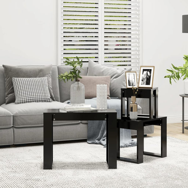 Cozana Couchtische, schwarz, 3-teilig (Holz)