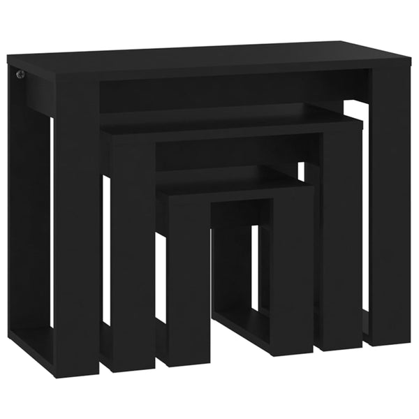 Cozana Couchtische, schwarz, 3-teilig (Holz)