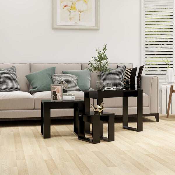 Cozana Couchtische, schwarz, 3-teilig (Holz)