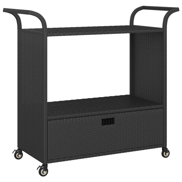 Schwarzer Barwagen mit Kasten Pufa 100x45x97cm (Polyrattan)