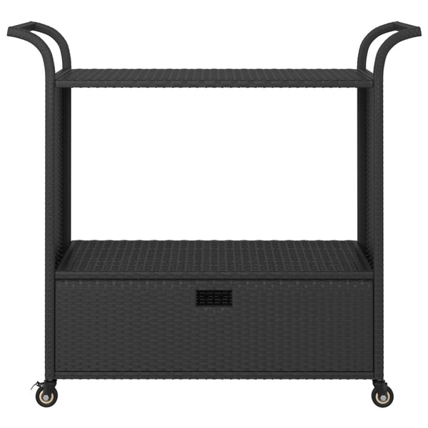 Schwarzer Barwagen mit Kasten Pufa 100x45x97cm (Polyrattan)