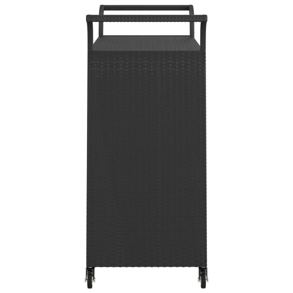 Schwarzer Barwagen mit Kasten Pufa 100x45x97cm (Polyrattan)