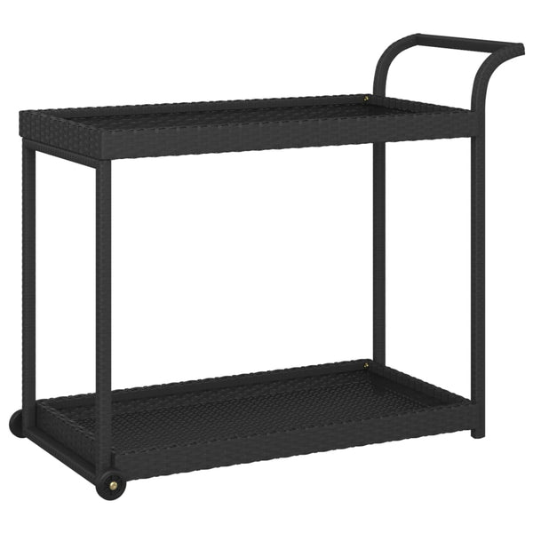 Schwarzer Servierwagen Ezer 100x45x83cm (Polyrattan)