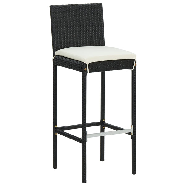 Schwarze Garten-Barhocker mit Sitzkissen Shunmin (2er-Set Polyrattan)