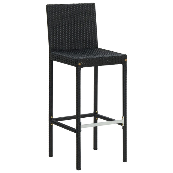 Schwarze Garten-Barhocker mit Sitzkissen Shunmin (2er-Set Polyrattan)