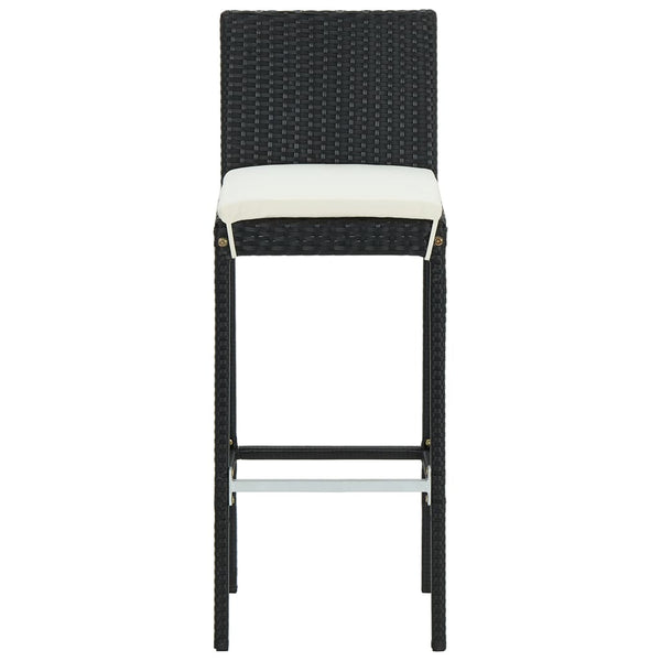 Schwarze Garten-Barhocker mit Sitzkissen Shunmin (2er-Set Polyrattan)