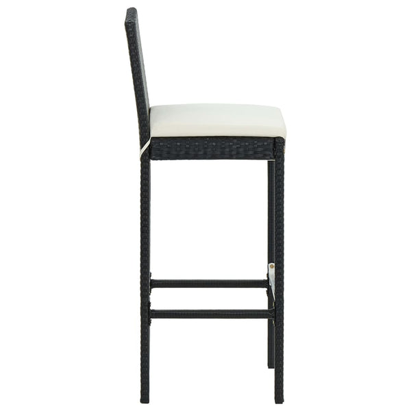 Schwarze Garten-Barhocker mit Sitzkissen Shunmin (2er-Set Polyrattan)