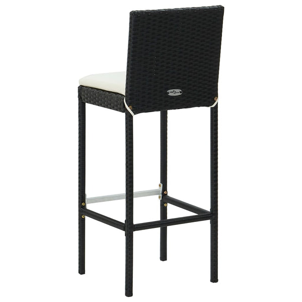 Schwarze Garten-Barhocker mit Sitzkissen Shunmin (2er-Set Polyrattan)
