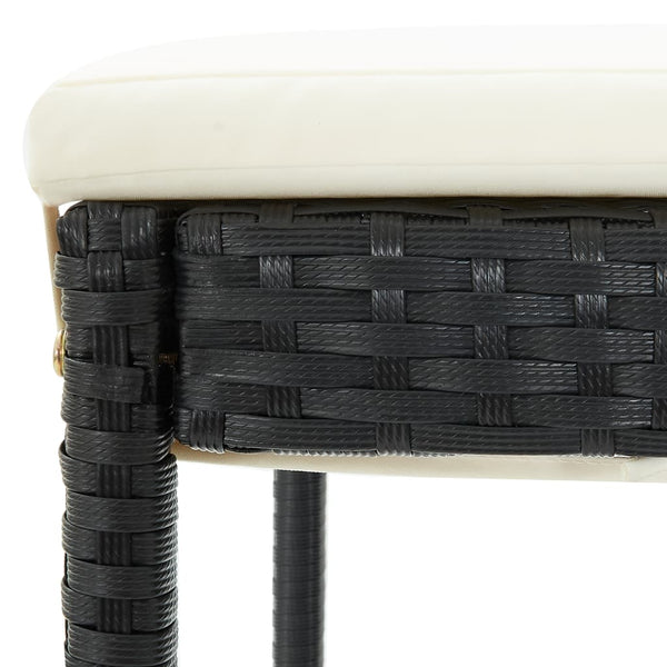 Schwarze Garten-Barhocker mit Sitzkissen Shunmin (2er-Set Polyrattan)