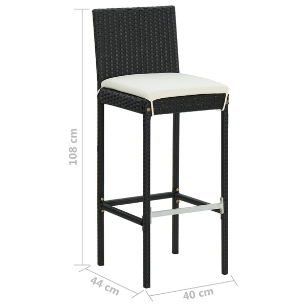 Schwarze Garten-Barhocker mit Sitzkissen Shunmin (2er-Set Polyrattan)