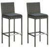 Graue Gartenbarhocker Shunmin (mit 2 Sitzkissen Polyrattan)