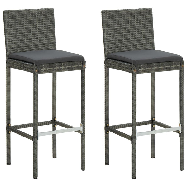 Graue Gartenbarhocker Shunmin (mit 2 Sitzkissen Polyrattan)
