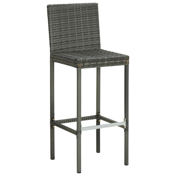 Graue Gartenbarhocker Shunmin (mit 2 Sitzkissen Polyrattan)
