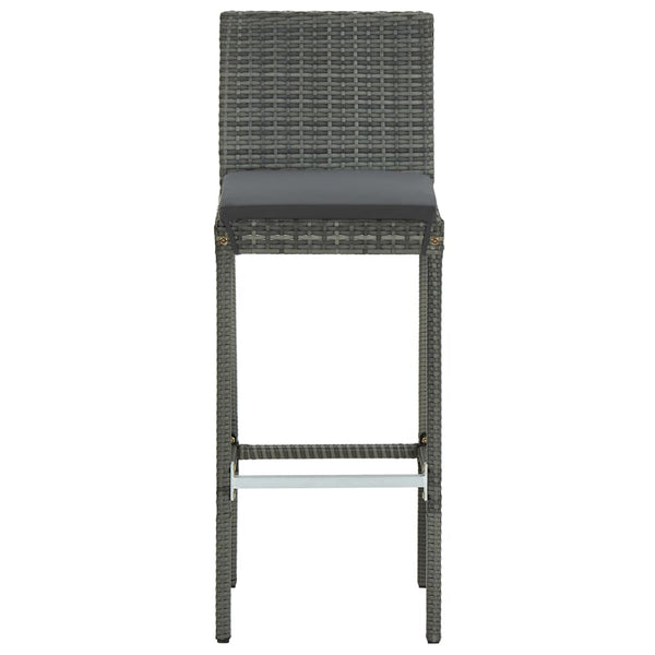 Graue Gartenbarhocker Shunmin (mit 2 Sitzkissen Polyrattan)