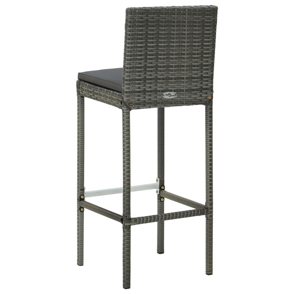 Graue Gartenbarhocker Shunmin (mit 2 Sitzkissen Polyrattan)