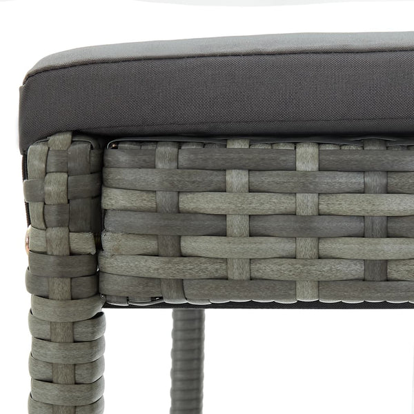 Graue Gartenbarhocker Shunmin (mit 2 Sitzkissen Polyrattan)