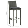 Graue Gartenbarhocker Shunmin (mit 2 Sitzkissen Polyrattan)