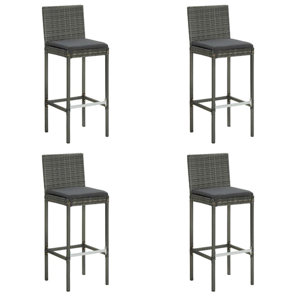 Graue Barhocker mit Sitzkissen Shunmin (4 Stk. Polyrattan)