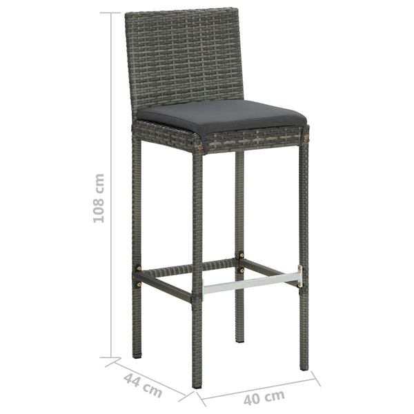 Graue Barhocker mit Sitzkissen Shunmin (4 Stk. Polyrattan)