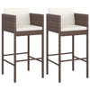 Braune Barhocker Djoka (2 Stück mit Sitzkissen Polyrattan)