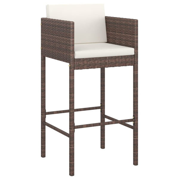 Braune Barhocker Djoka (2 Stück mit Sitzkissen Polyrattan)