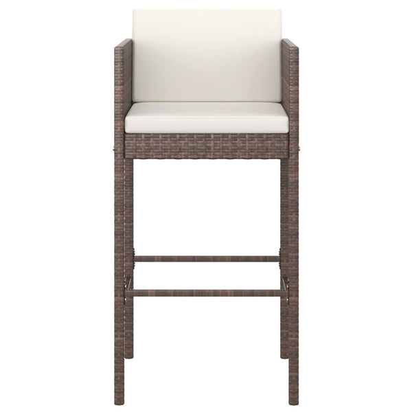 Braune Barhocker Djoka (2 Stück mit Sitzkissen Polyrattan)
