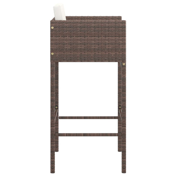 Braune Barhocker Djoka (2 Stück mit Sitzkissen Polyrattan)